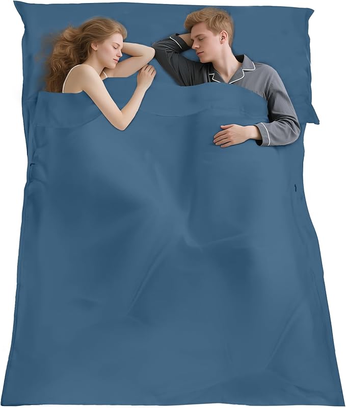 Sleeping Bag LinerLong Staple Cotton Adult Sleep Sack &amp Travel SheetsTravel Sleep Sack for Backpacking Hotels &amp Hostels Lightweight Travel Sheet Camping SheetsHas Full Length Zipper