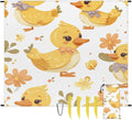 Waterproof Sandproof Beach Blanket 59''×68'' Ducks Polyester Outdoor Picnic Blanket with 4 Stakes &amp Storage Bag for BeachCampingVacation White