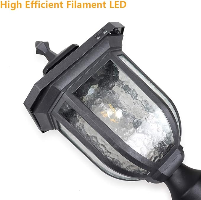 KMC KMC IGHTING ST4322Q Solar Lamp Post Lights 120 Lumen Die-Casting Aluminum Black with 3-Inch Fitter Base Black Pier Mount for Outdoor Garden Post Pole Landscape Yard