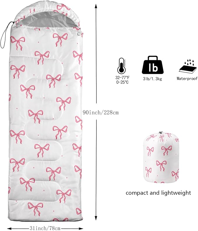 QOOMO Camping Sleeping Bags3 Season Warm &amp Cool WeatherLightweightWaterproof Sleeping Bags for Adults &amp KidsTravelingand OutdoorsCamping Gear Equipment