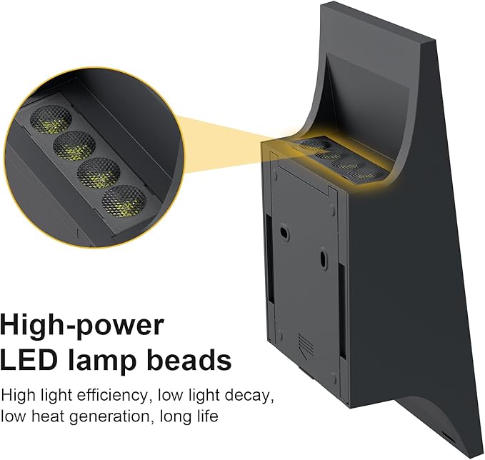 Solar Sconce Lights Outdoor Dimmable Solar Wall Lights Up and Down 3000K 700LM Solars Lights Outdoor IP65 Waterproof for Yard Patio Garage Porch 2pcs