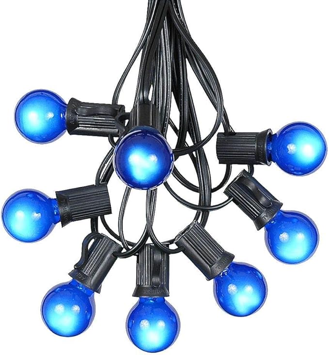 25 Foot G30 Outdoor Patio String Lights with 25 Orange Globe Bulbs – Indoor Outdoor String Lights – Market Bistro Café Hanging String Lights – C7/E12 Base - Green Wire