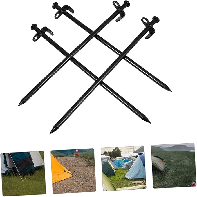 Toyvian 4Pcs Metal Ground Stakes for Gardening Durable Planting Pegs Bending Resistant Garden Fixing Pins for Outdoor Use for Vegetables Tent Setup