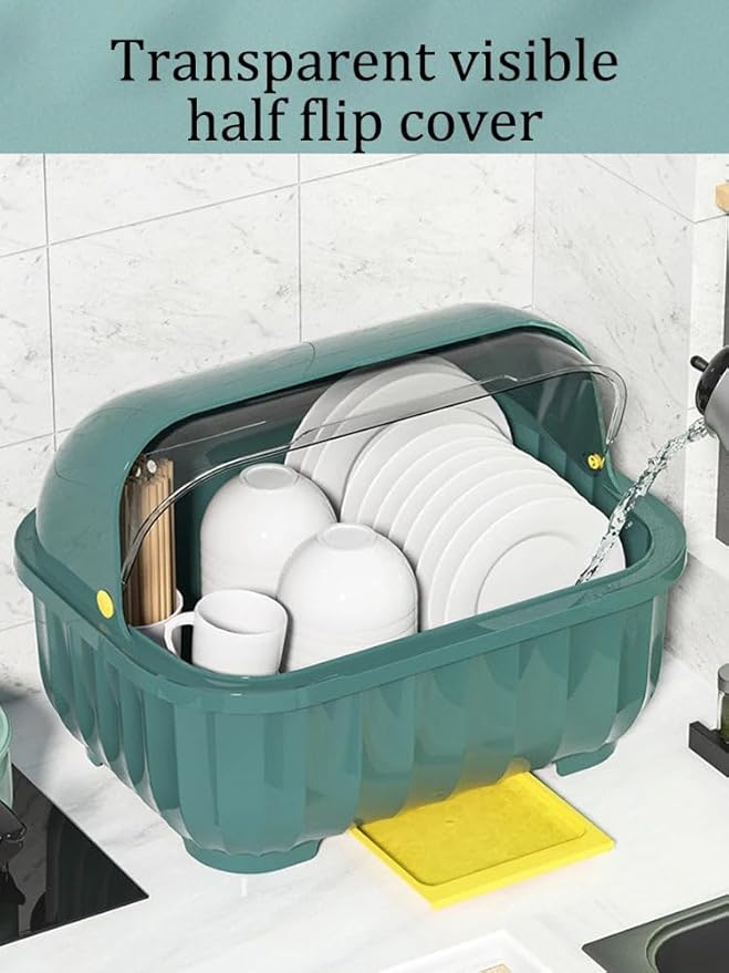 Green Kitchen Drain Cabinet With Lid Bowl Box For Storing Dishes
