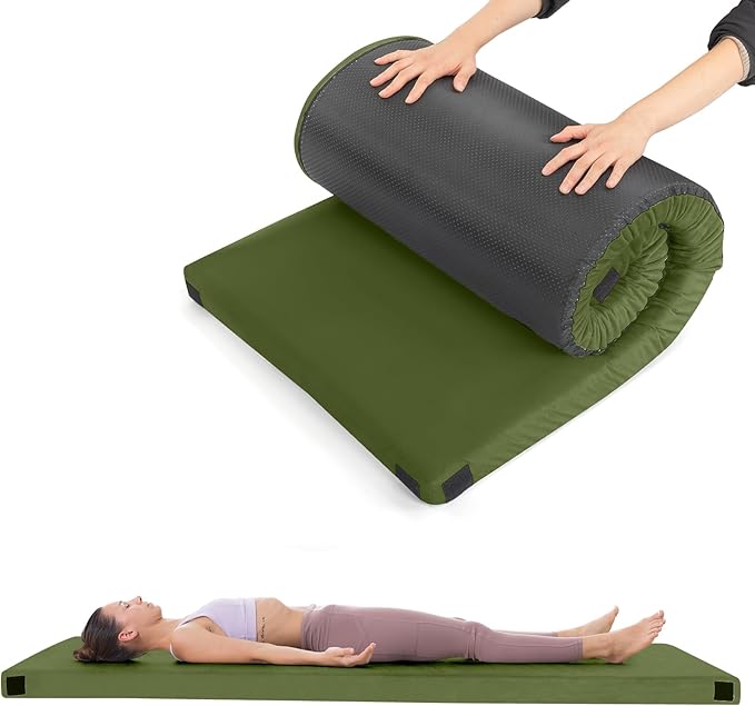 2.5-Inch Thick Inflatable Camping Mattress – Lightweight Sleeping Pad for Adults Portable Air Mattress with Built-in Pump for Backpacking Hiking &amp Outdoor Adventures(Army Green)