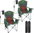 Nice C Heated Camping Chair with Battery Heated Outdoor Sports Chair Folding Chairs with Cooler Bag Cup Holder Carry Bag 10000 mAh Power Bank Included (Green&ampGrey Set of 2)