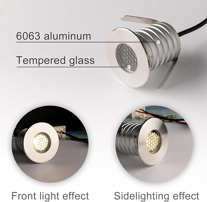 210 LED Honeycomb Underground Light 3W DC12-24V IP67 Anti-Glare Low-Voltage Embedded Stainless Steel 304 Cover Suitable for Outdoor Ground Deck Square Park Courtyard(3000K 6P-B)