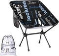 Custom Camping Chair Personalized Portable Backpacking Chair with Name Lightweight Folding Chair for Beach Hiking Black