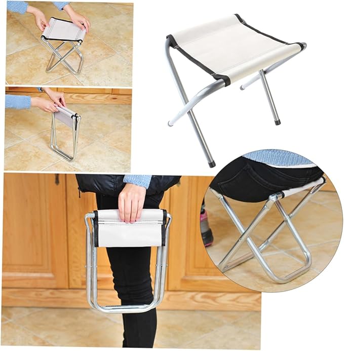 Kisangel Portable Metal Folding Stool for Camping Capacity Collapsible Stool Lightweight Outdoor Chair Multi-Function