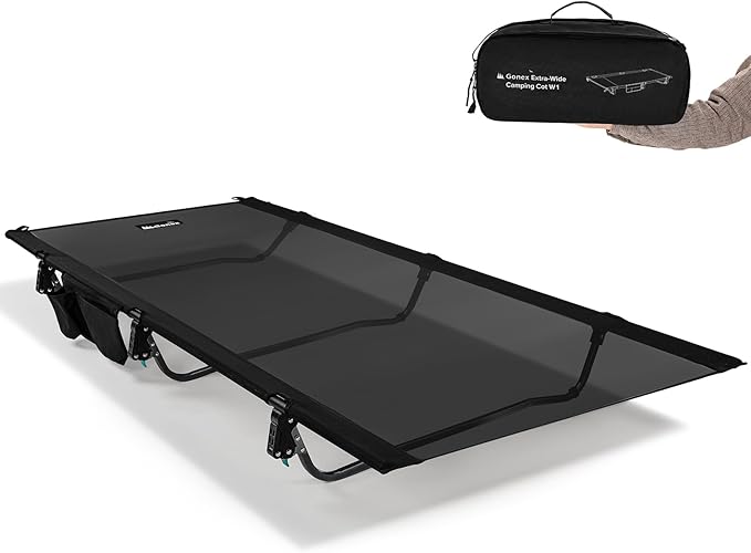 Gonex 31.5 Extra Wide Camping Cot with Breathable Mesh Fabric Supports 350lbs Portable Ultralight Folding Cot Bed for Adults Travel Beach Home Sleeping (Mesh)