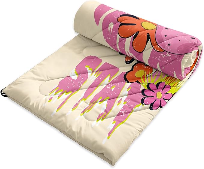 Axolotl Mushroom Printed Camping Blanket Orange Pink Flowers Lightweight Packable Outdoor Blanket Wild Mushrooms Puffy Backpacking Colorful Backpacking for Camping Sleeping Hiking Picnic