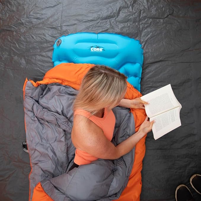 CORE Sleeping Pad for Camping | Perfect Ultralight Sleeping Mat for Tents Camping Cot &amp Backpacking Gear | Lightweight &amp Inflatable Blow Up Mattress for Travel Hiking &amp Outdoor Use
