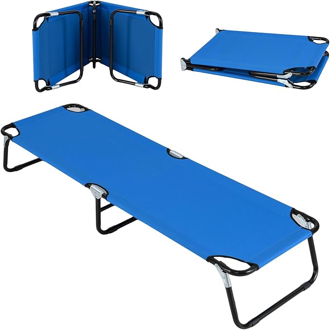 Giantex Folding Camping Cot for Adults Portable Sleeping Cot Bed with 600D Oxford Fabric Heavy Duty Frame 350Lbs Capacity 1-Step Use Outdoor Lounge Chair for Sleepover Hiking Home &amp Office