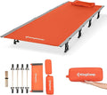 KingCamp Ultralight Camping Cot Portable Folding Tent Camping Cot 265 Lbs Heavy Duty Sleeping Cot with Pillow for Adults Outdoor Backpacking Travel Hiking Orange