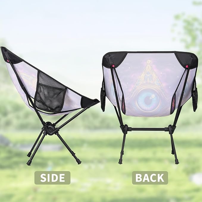 Evil Eye Pattern Camping Chair Lightweight Portable Chairs for Adults Easy Installation Outdoor Foldable Camping Chair for Camping Fishing Hiking Picnic Beach