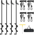 4 Pack Screw-in Tent Stakes 17.7 Heavy Duty Spiral Ground Anchors (8mm Solid Steel 1.5 Helix) w/ 4×8ft Ratchet Guy Lines M12 Wrench &amp Bag for Camping Tents Canopies Tarps Beach Sand