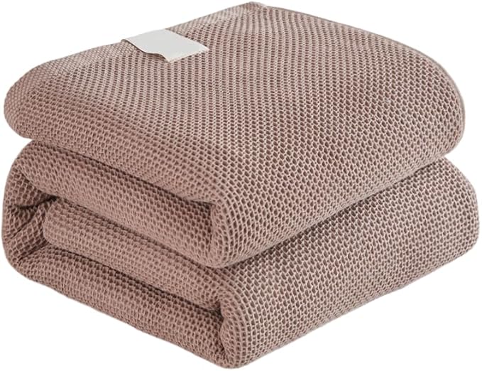Bnitoam 100% Cotton Waffle Weave Blanket for Bed Couch Sofa 40x60 Ultra Soft Breathable Cooling Cellular Blanket Lightweight All Season Machine Washable (Taupe 40x60)