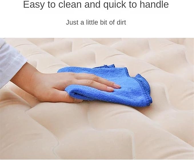 Camping Inflatable Mattress Car Inflatable Mattress Flocked PVC Material Long-Distance Travel Sleeping Pad Outdoor Camping Inflatable Mattress (Beige)