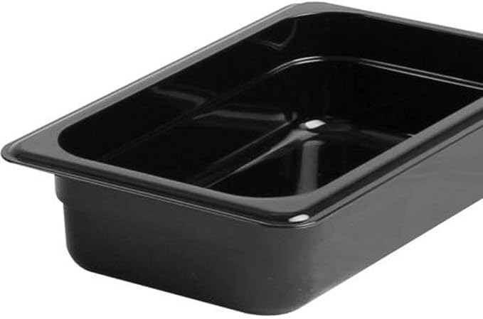 TrueCraftware- 1/4 Size 2-1/2” Deep Polycarbonate Food Pan Black Color- Commercial Restaurant Food Storage Containers Hotel Pans for Catering Buffets Restaurants Fruits Vegetables Corns