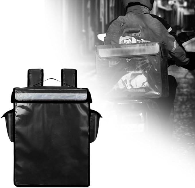 Insulated Delivery Backpack Thermal Food Bag Leakproof with Reflective Strip Catering Bag Insulation Bag for Picnic Delivery Black