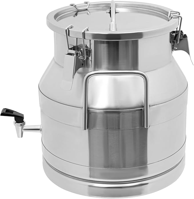 20L Stainless Steel Milk Can Heavy Duty Food Storage &amp Transport Container for Dairy Wine Grains Ideal for Home Farm &amp Commercial Use With a Faucet