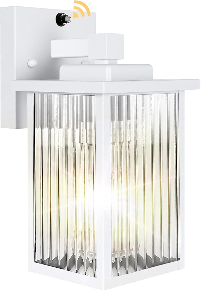 Outdoor Wall Lights for House Exterior Dusk to Dawn Porch Lights Outdoor Waterproof Matte Black Front Door Light Fixture &amp Garage Lighting with Wall Mount Sconce(White)