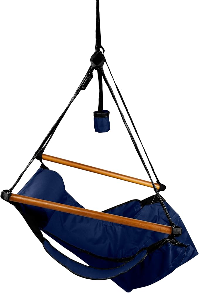 Hammaka Hanging Hammock Air Chair Wooden Dowels Blue
