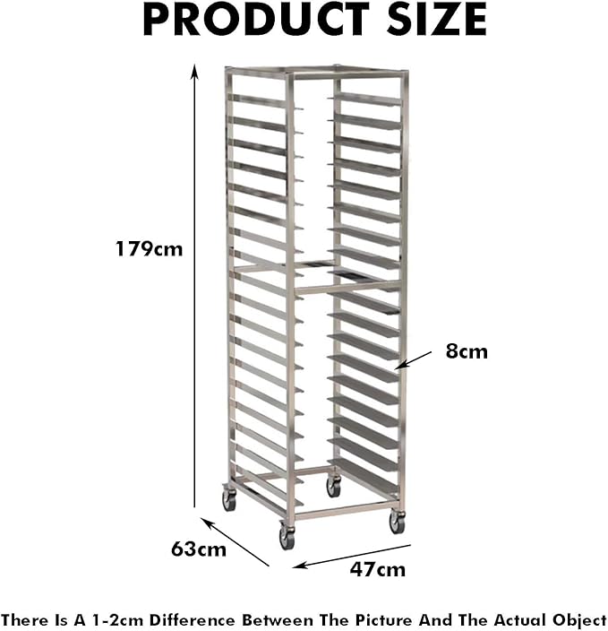 Quick Rack for Baking PansHeavy-Duty Aluminum Baking Pan Rack with Durable Casters - 18-Layer Commercial Baking Rack for Bakeries Restaurants &amp Food Service (179x63x46cm)