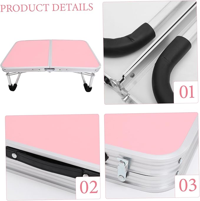 STOBAZA Aluminum Alloy Small Folding Table Portable Narrow Side Table for Dorm Reading Camping Desk Wide Surface for Laptop Books