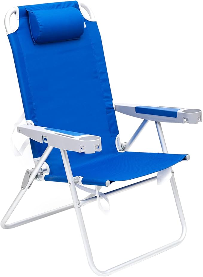 SUNNYFEEL Oversized Tall Folding Beach Chair Lightweight 17 Portable Sand Chair for Adults Heavy Duty 500 LBS with Cup Holders Foldable High Camping Lawn Chairs for Camp/Outdoor/Picnic/Sports