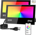 Remon LED Flood Light Outdoor 800W Equivalent 8000LM Smart RGB Landscape Lighting with APP Control DIY Scenes - Timing - Warm White 2700K - Color Changing Uplight IP66 Waterproof 43 Modes (2 Pack)