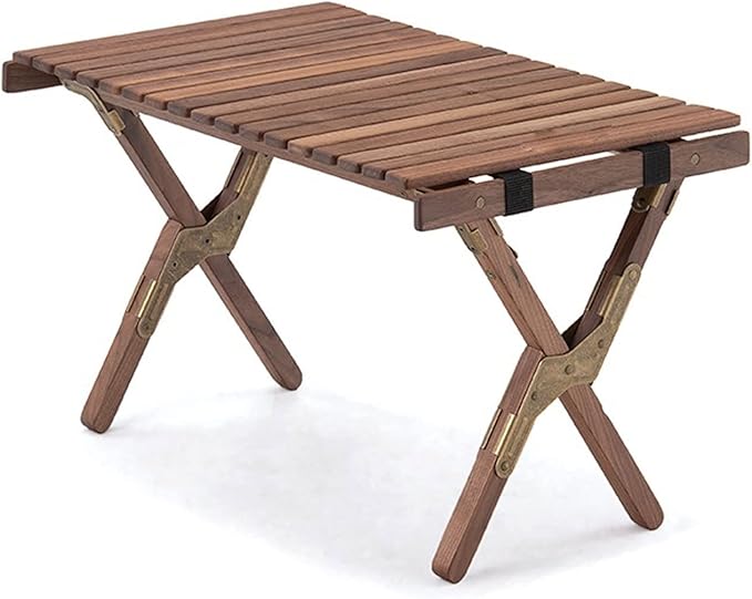 Solid Wood Folding Picnic Table Portable Outdoor Camping with Removable Egg Roll Top