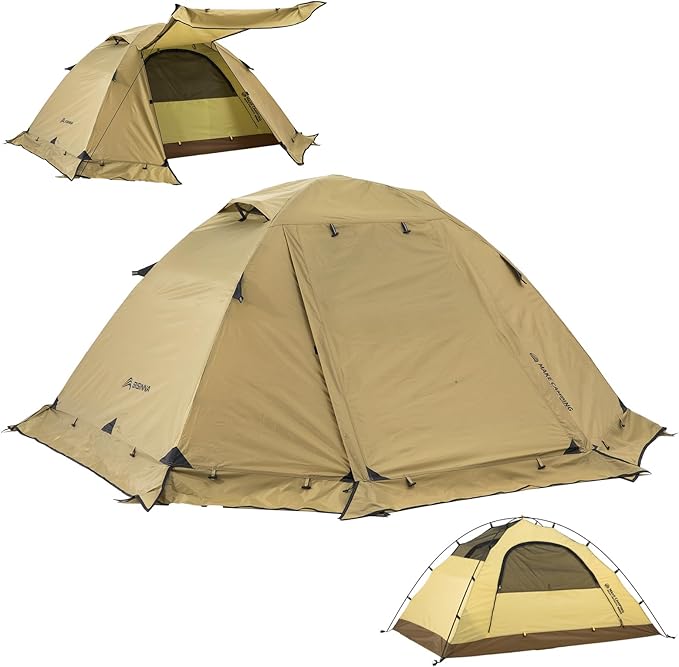BISINNA 4 Season Tent for Backpacking Winter Tents 2 Person Lightweight Cold Weather Tents Waterproof Double Layer All Season Tent Aluminum Alloy Poles Easy Set Up for Camping Hiking Outdoor
