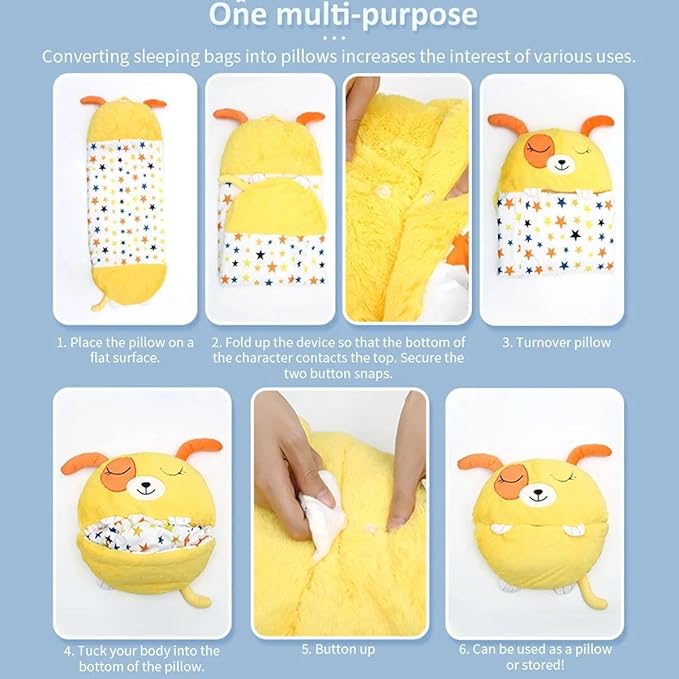 Cute Cartoon Sleeping Bag - Soft Flannel Warm Sleeping Bag for Boys Girls Portable Lightweight Camping Sleep Bag for Indoor Outdoor Travel Sleepovers Accessory Gift for Boys Girls