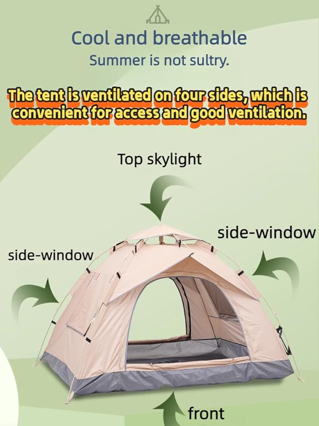 2-4 Tent Camping Tent with rain Protection Device Waterproof Camping Tent Easy to Build Portable Family Tent with Windows.