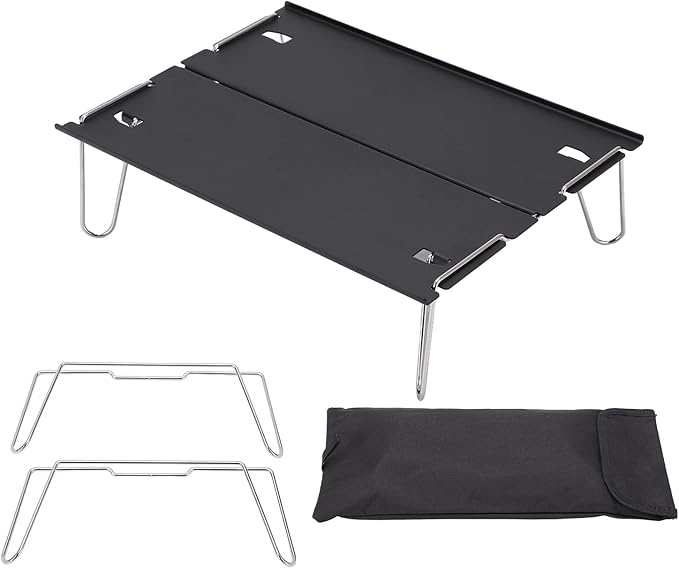 Folding Camping Table Portable Ultra Lightweight Aluminum Alloy Foldable Table Multifunctional Compact Backpacking Table with Carrying Bag for Outdoor Beach Picnic Backyards BBQ