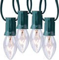 Minetom C9 Clear Christmas String Light Set 25 Feet Vintage Christmas Tree Lights Outdoor Roofline String Lights with 25 Clear Bulbs for Patio Garden Holiday Green Wire-4