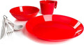 GSI Outdoors Cascadian 1 Person Table Set I 6-Piece Camping Backpacking Mess Kit Plastic BPA Free Plate Bowl Mug Cup &amp Cutlery Set
