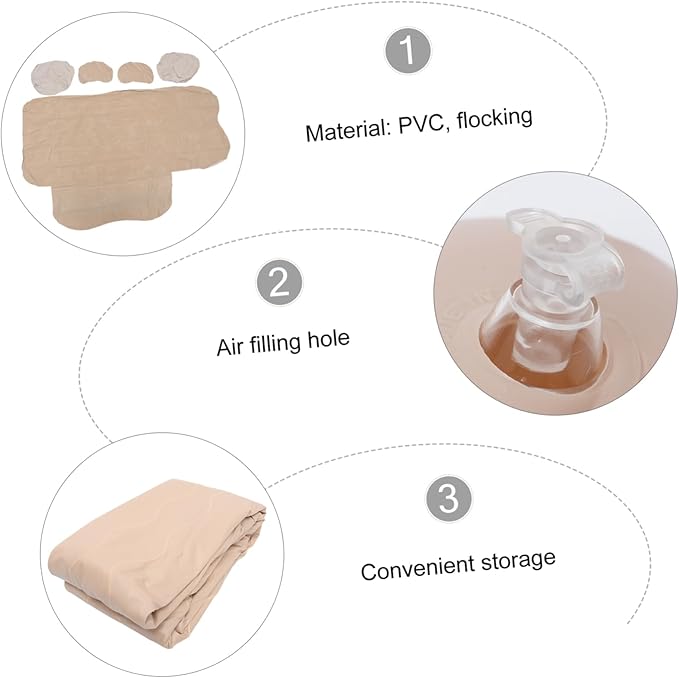 1Set Inflatable Car Mattress for Travel Flocking Air Bed for Back Seat Easy Installation Comfortable Sleeping Pad with Ergonomic Neck Pillow for Suvs and Trucks