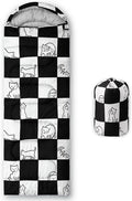 Kids Sleeping Bag for Boys GirlsCheckerboard Cat Print-Lightweight Warm Portable Outdoor Indoor-Waterproof Cold Weather Resistant Sleeping Bag for Camping Hiking