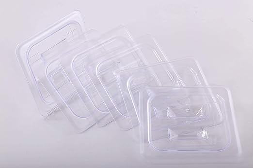 6-Pcs Food Pan Lid 1/6 Size Clear Polycarbonate Hotel Pan Cover with handle