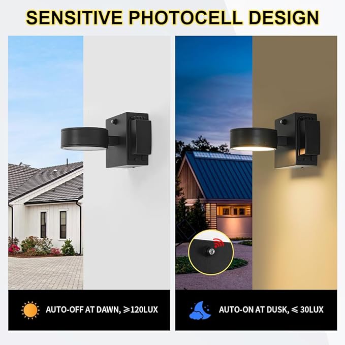 Porch Lights with GFCI Outlet Dusk to Dawn Outdoor Wall Light with Outlet LED Aluminum Exterior Light Fixture Waterproof Outside Lights for House Front Door Patio Garage