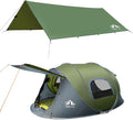 Night Cat Pop-up Camping Tent with Waterproof Tarp: 2 Person Tent Waterproof Instant Easy Setup Family Tent Combo Set