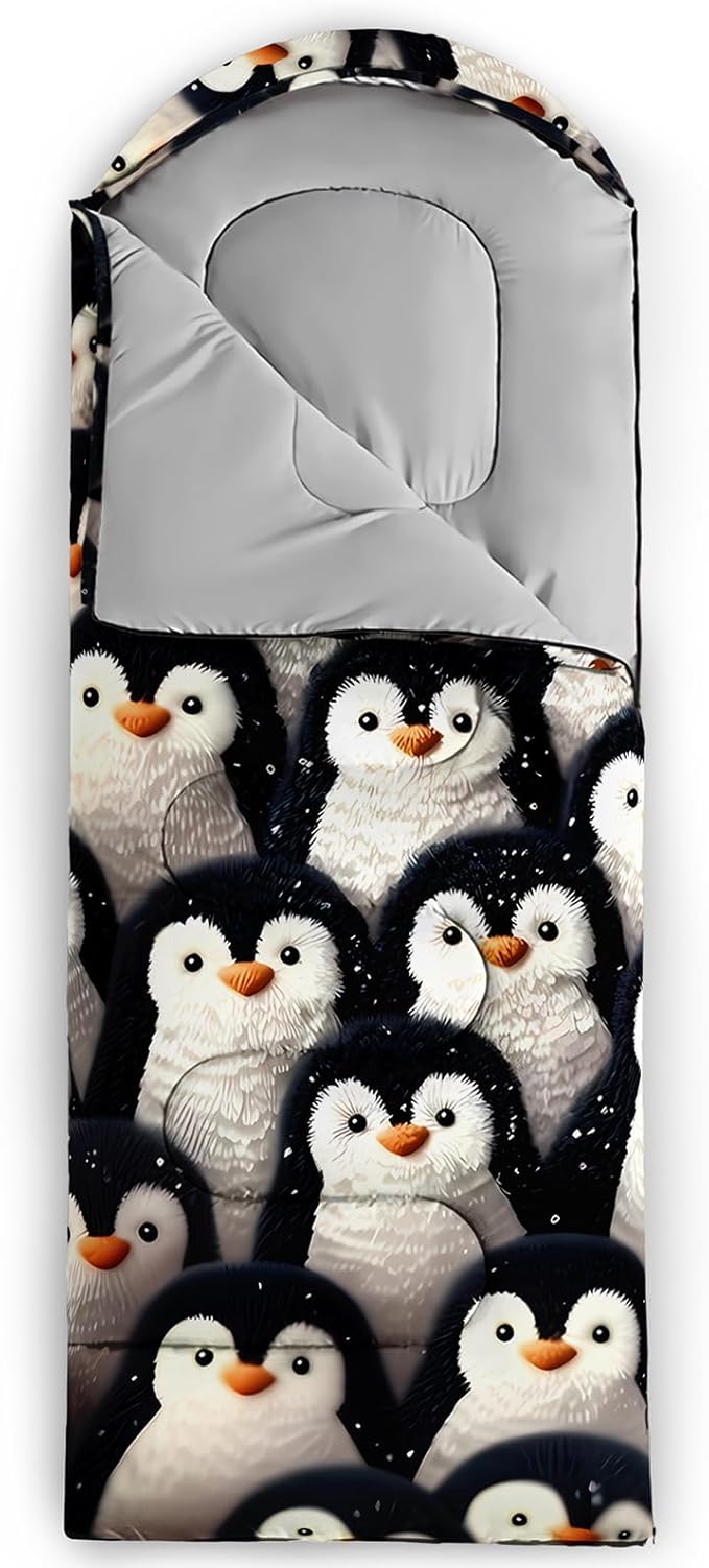 AILONEN Cartoon Camping Sleeping Bag for Boys Girls AdultsLightweight &amp Waterproof3 Season Warm &amp Cold WeatherPortablePrinted Sleeping BagTravelingCampingHiking