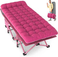 Slendor XXL Folding Camping Cot for Adults with Mattress Pillow Carry Bag 32 inch Extra Wide Portable Sleeping Cot 900LBS Support Outdoor Cot Bed for Office Nap Beach Travel RV