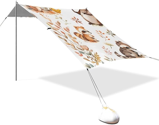 Bear Fox Raccoon Squirrel Duck Camping Sun Shelter Beach Tent Portable Beach Sun Shade Outdoor Canopy for Camping Trips Fishing Picnic