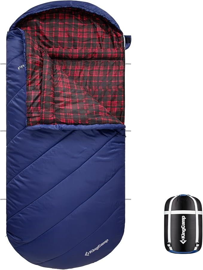KingCamp Sleeping Bag for Adults Cold Weather &amp Warm Extra Wide Big &amp Tall XL Portable Waterproof Flannel Sleeping Bags Essentials Gear Accessories for Camping Backpacking Hiking Indoor &amp