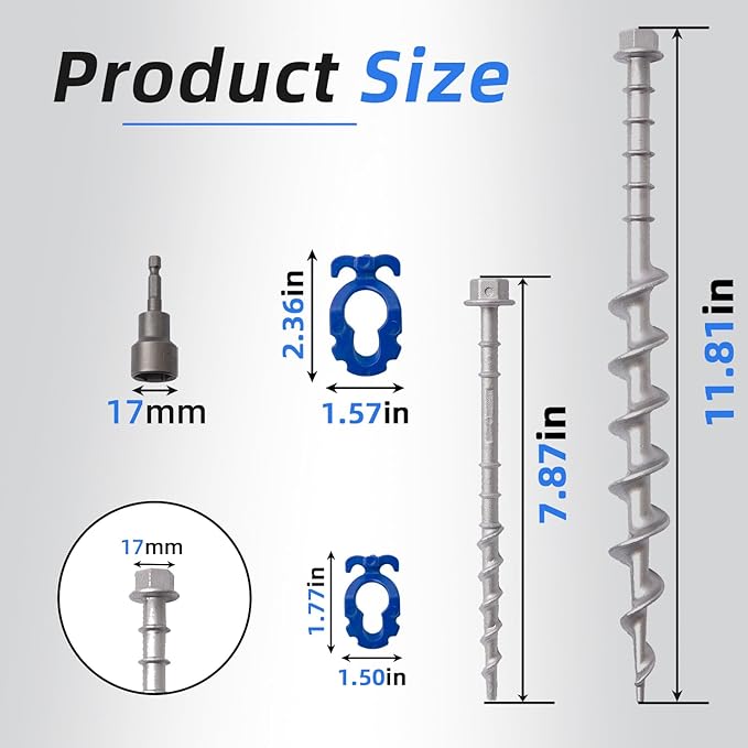 Homeon Wheels 16 Pcs Aluminum Ground Anchors Non-Rust Cast Tent Stakes Heavy Duty Metal Tent Stakes Pegs for Securing Animals Tents Canopies Sheds Car Ports Swing Sets Outdoors Beach