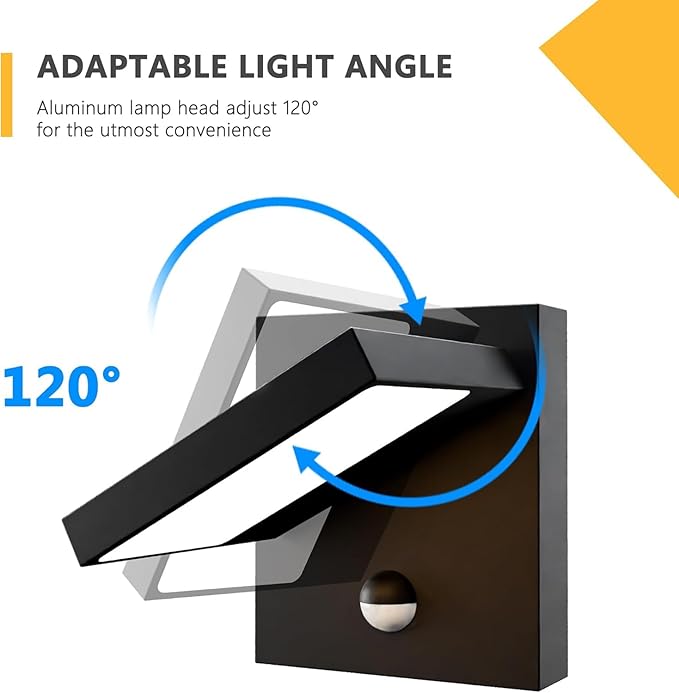 Motion Sensor Ourdoor Wall Sconce Light LED Exterior Light Fixture Black Modern Front Porch Light Wall Mount Lamp IP54 Waterproof for House Garden Garage Patio3000K 650LM