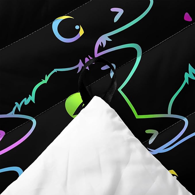 Axolotl Black Neon Cat Camping BlanketSilhouette Cat Packable Outdoor BlanketBlue Green Waterproof Lightweight Warm Puffy Printed BlanketCat Lover Travel Blanket for CampingTravelStadiumHiking
